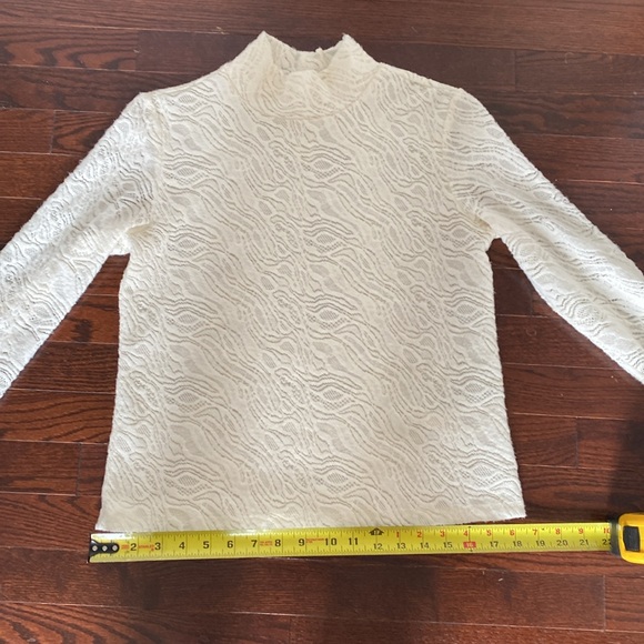 Anthropologie Lace Ivory Long Sleeve Mock Neck, Women’s Small - Picture 8 of 12